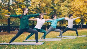 women exercising in park